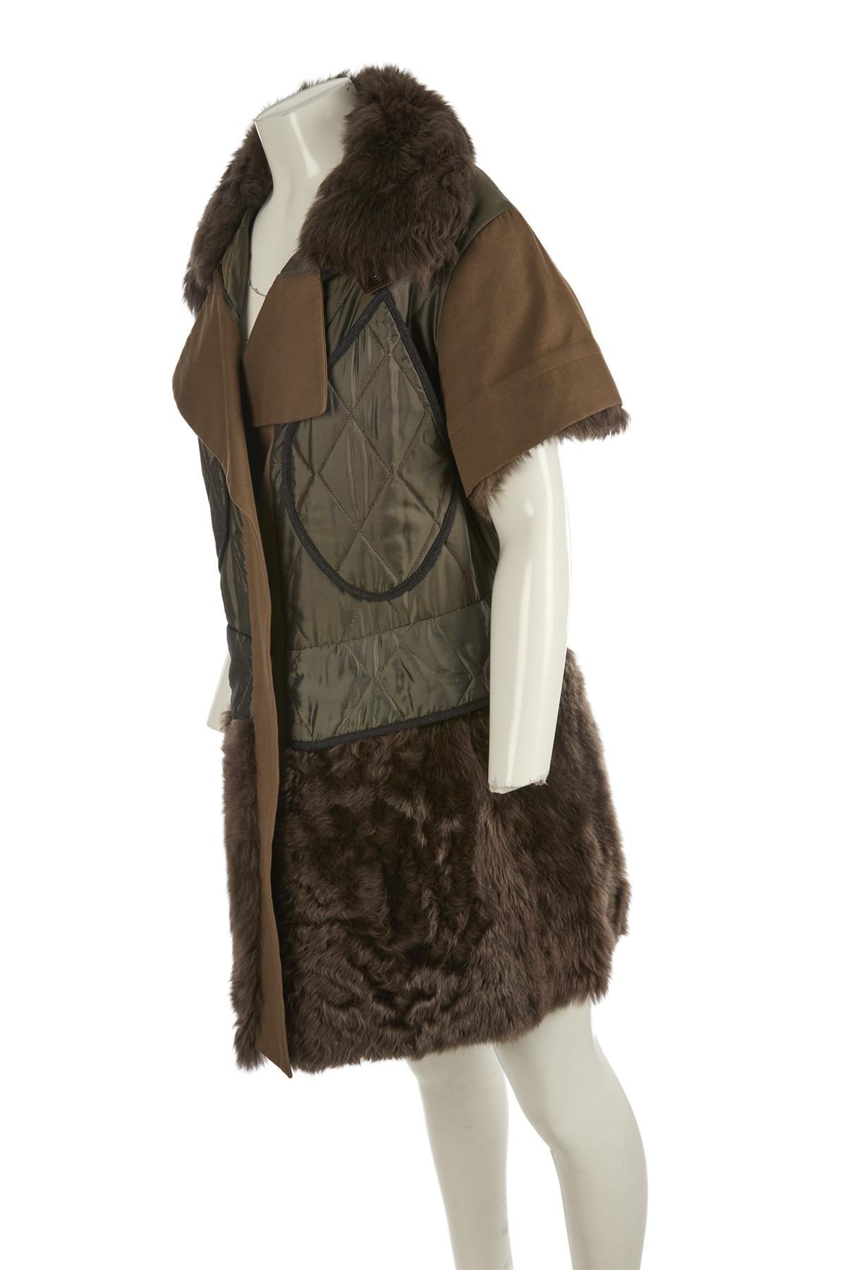 MARNI BROWN 2010 SHEARLING AND COTTON COAT IT 40 UK 8