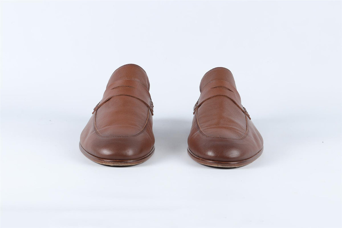 HARRYS OF LONDON BROWN MEN'S LEATHER LOAFERS UK 10 EU 44 US 11