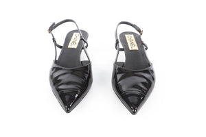 CHANEL BLACK 2022 PATENT LEATHER SLINGBACK PUMPS EU 38.5 UK 5.5 US 8.5