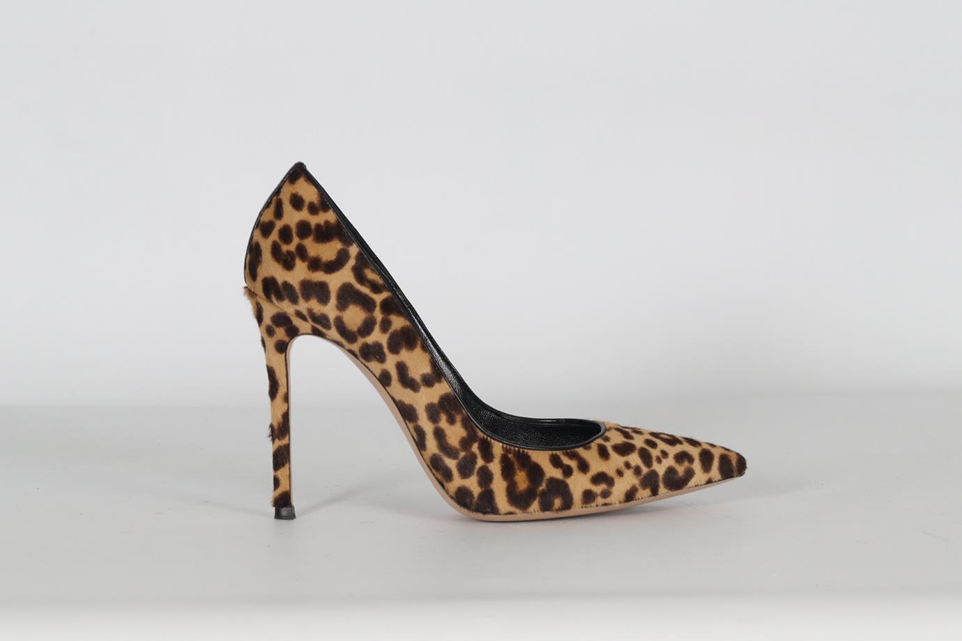 GIANVITO ROSSI CALF HAIR AND LEATHER PUMPS EU 38.5 UK 5.5 US 8.5