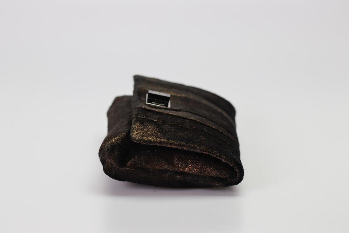 ANYA HINDMARCH CALF HAIR AND LEATHER CLUTCH