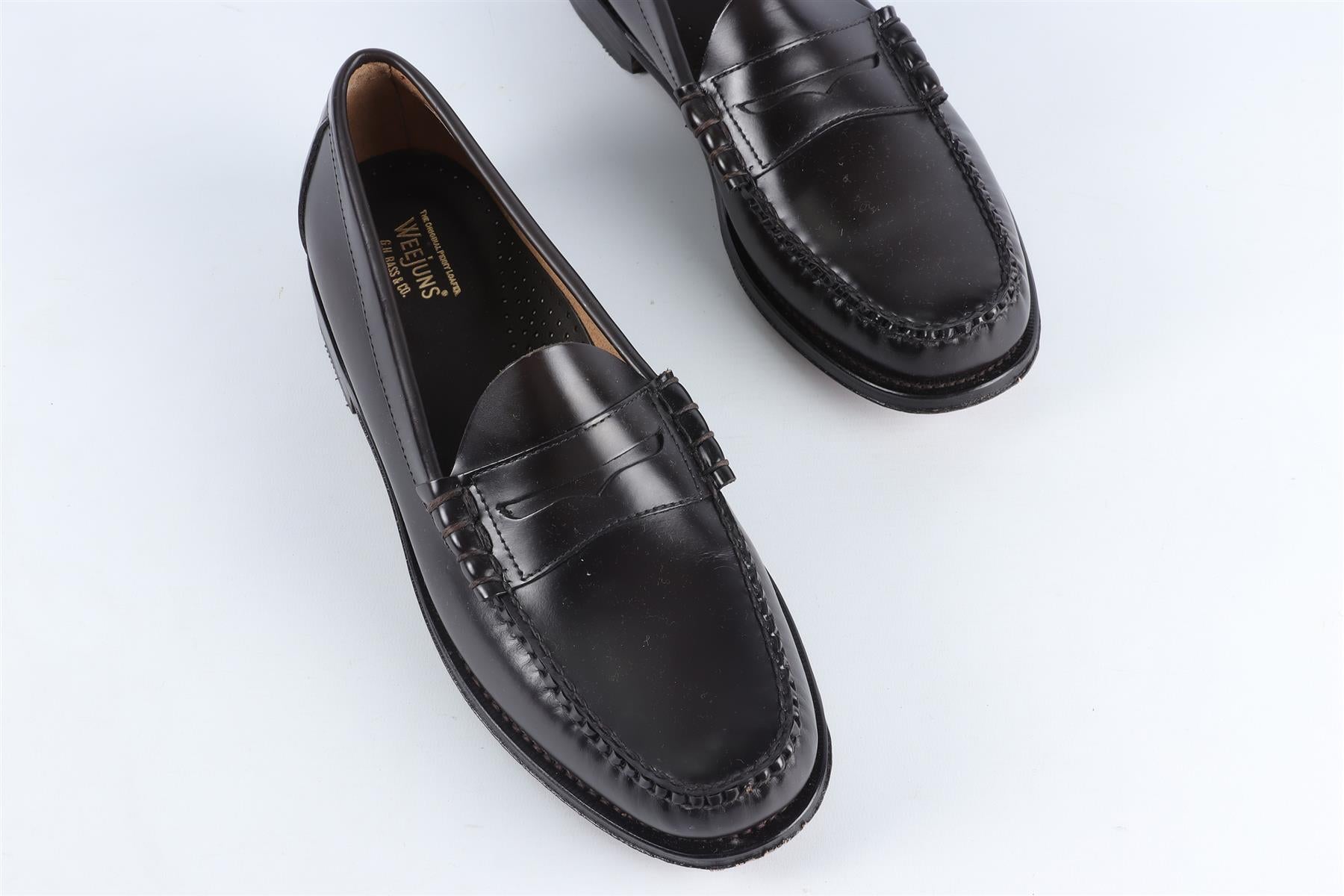 G.H. BASS BLACK MEN'S LEATHER LOAFERS UK 10.5 EU 44.5 US 11.5