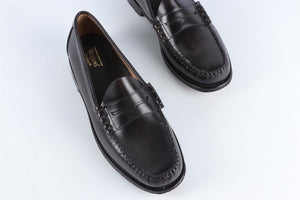 G.H. BASS BLACK MEN'S LEATHER LOAFERS UK 10.5 EU 44.5 US 11.5