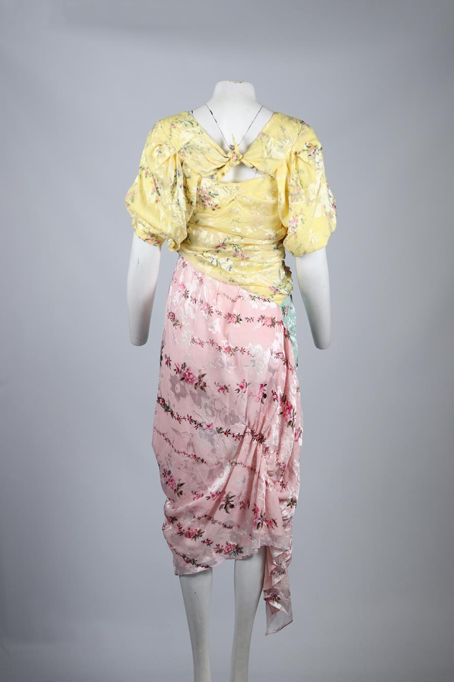 PREEN BY THORNTON BREGAZZI FLORAL PRINT SILK MIDI DRESS UK 10