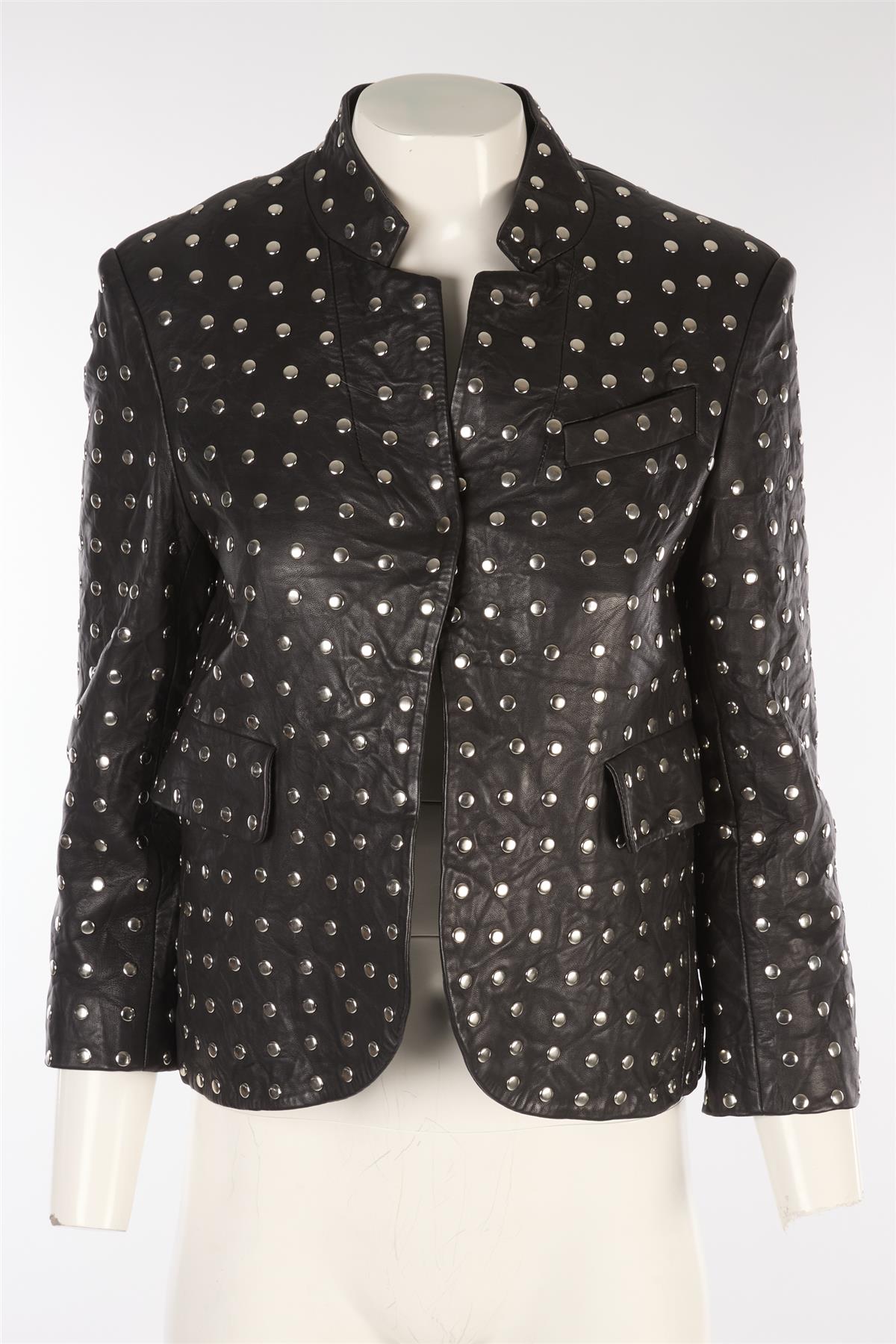 ZADIG & VOLTAIRE BLACK LEATHER BLAZER FR 36 UK 8