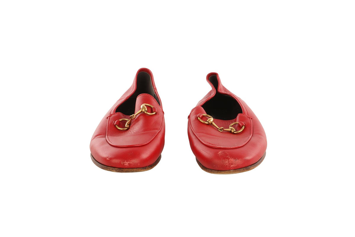 GUCCI RED BRIXTON LEATHER LOAFERS EU 37 UK 4