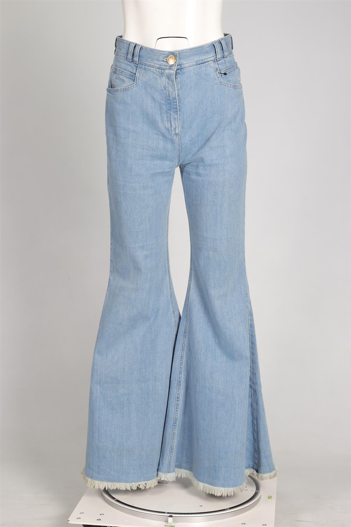 BALMAIN BLUE HIGH RISE FLARED JEANS FR 40 UK 12