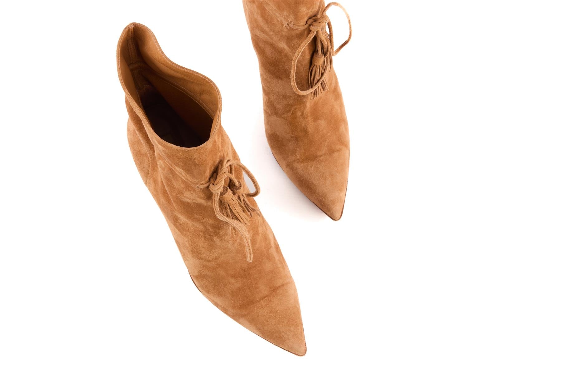 AQUAZZURA BEIGE SUEDE ANKLE BOOTS EU 40 UK 7 US 10