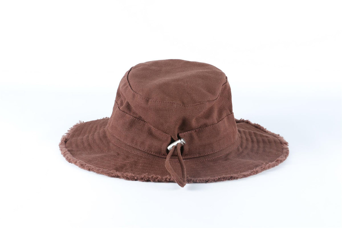 JACQUEMUS BROWN COTTON BUCKET HAT