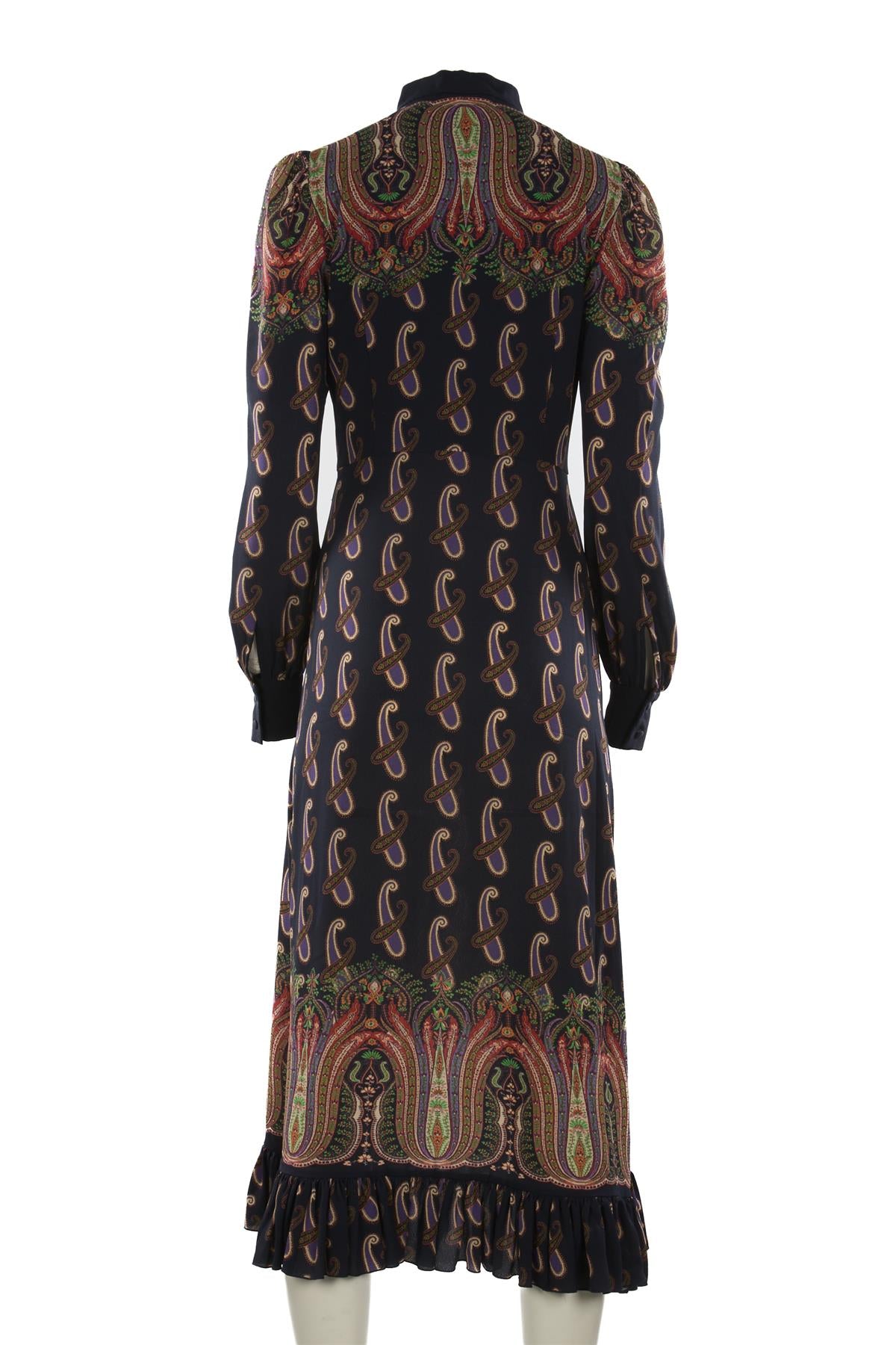 ETRO NAVY CREPE MAXI DRESS UK 10