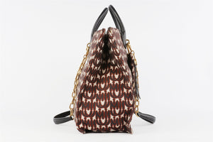 MIU MIU BLACK MADRAS JACQUARD TOTE BAG