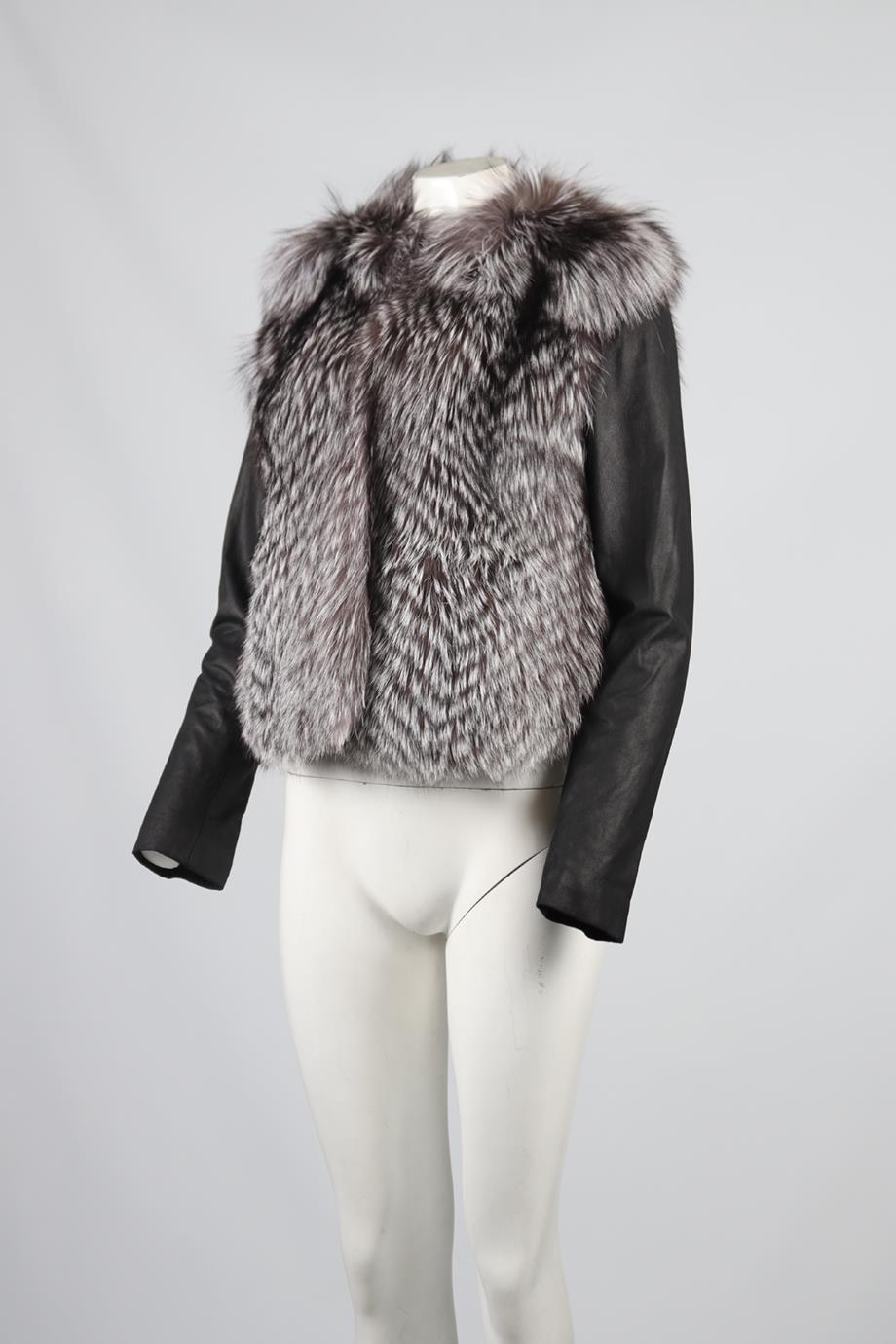 VINCE FOX FUR AND LEATHER JACKET MEDIUM