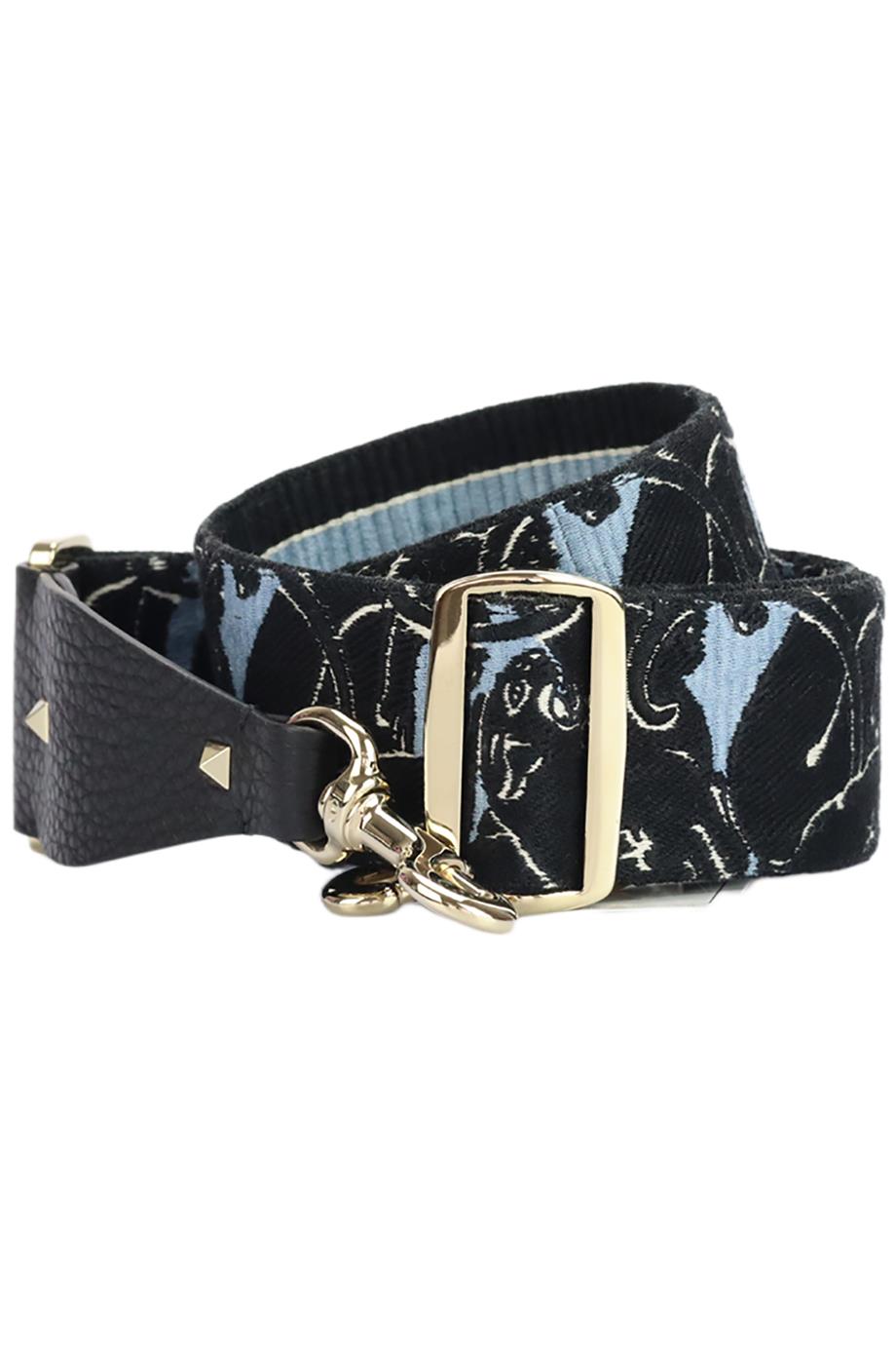 VALENTINO EMBROIDERED CANVAS AND LEATHER BAG STRAP