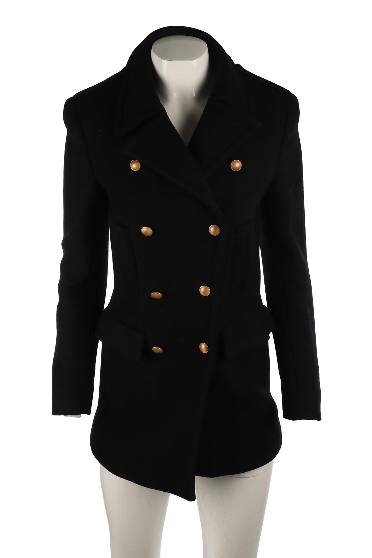 PRADA NAVY WOOL COAT IT 40 UK 8 US 4