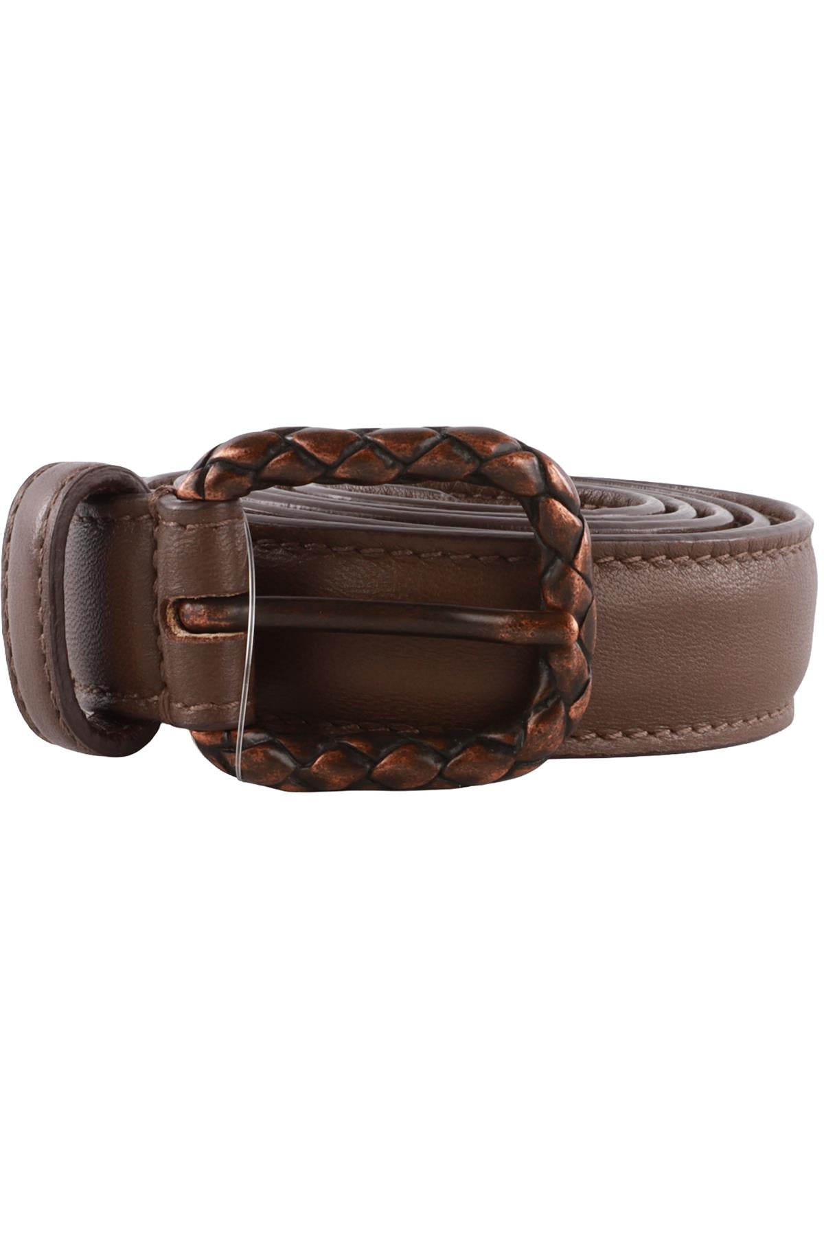 BOTTEGA VENETA BROWN LEATHER WAIST BELT 75CM