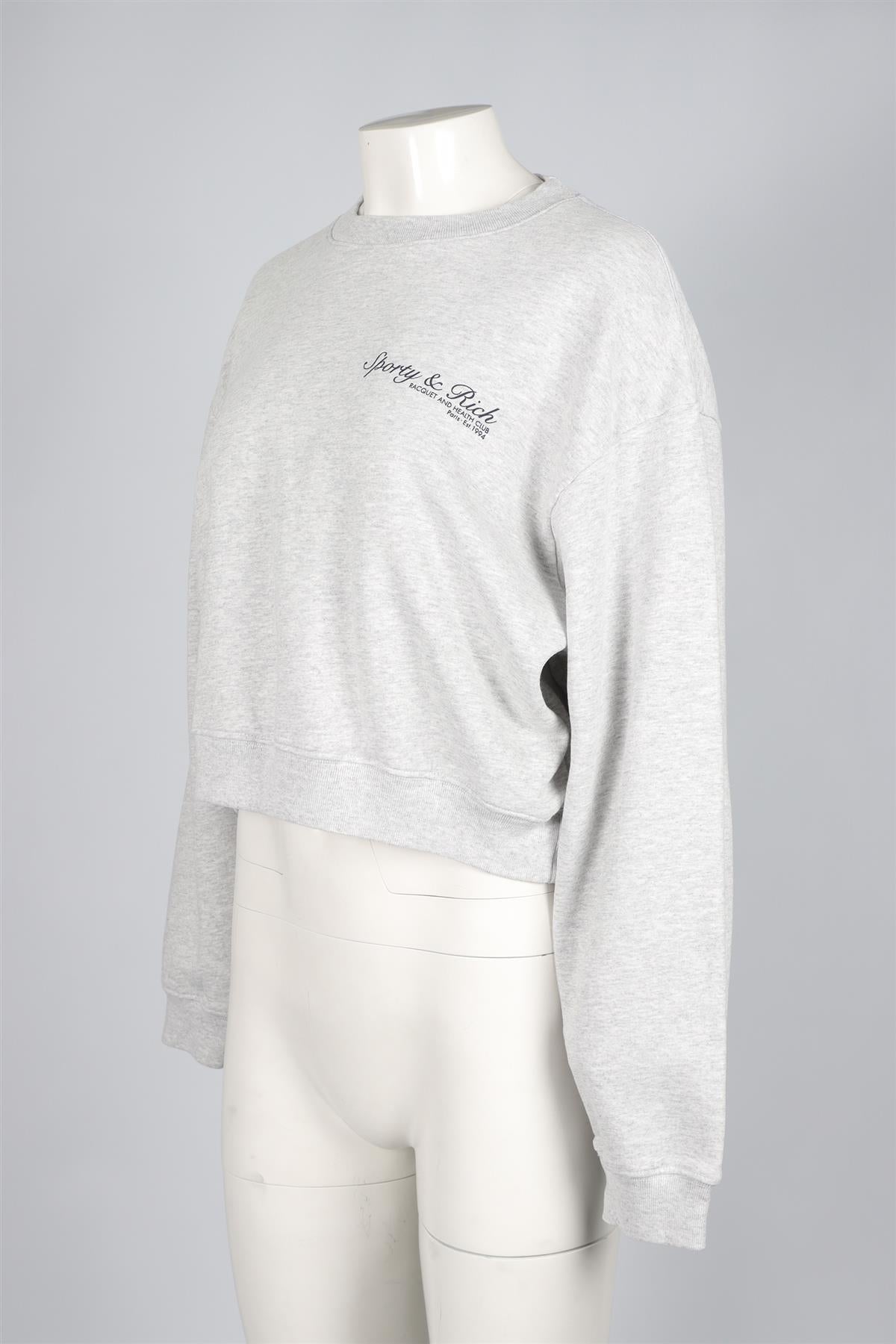 SPORTY & RICH GREY COTTON SWEATSHIRT MEDIUM