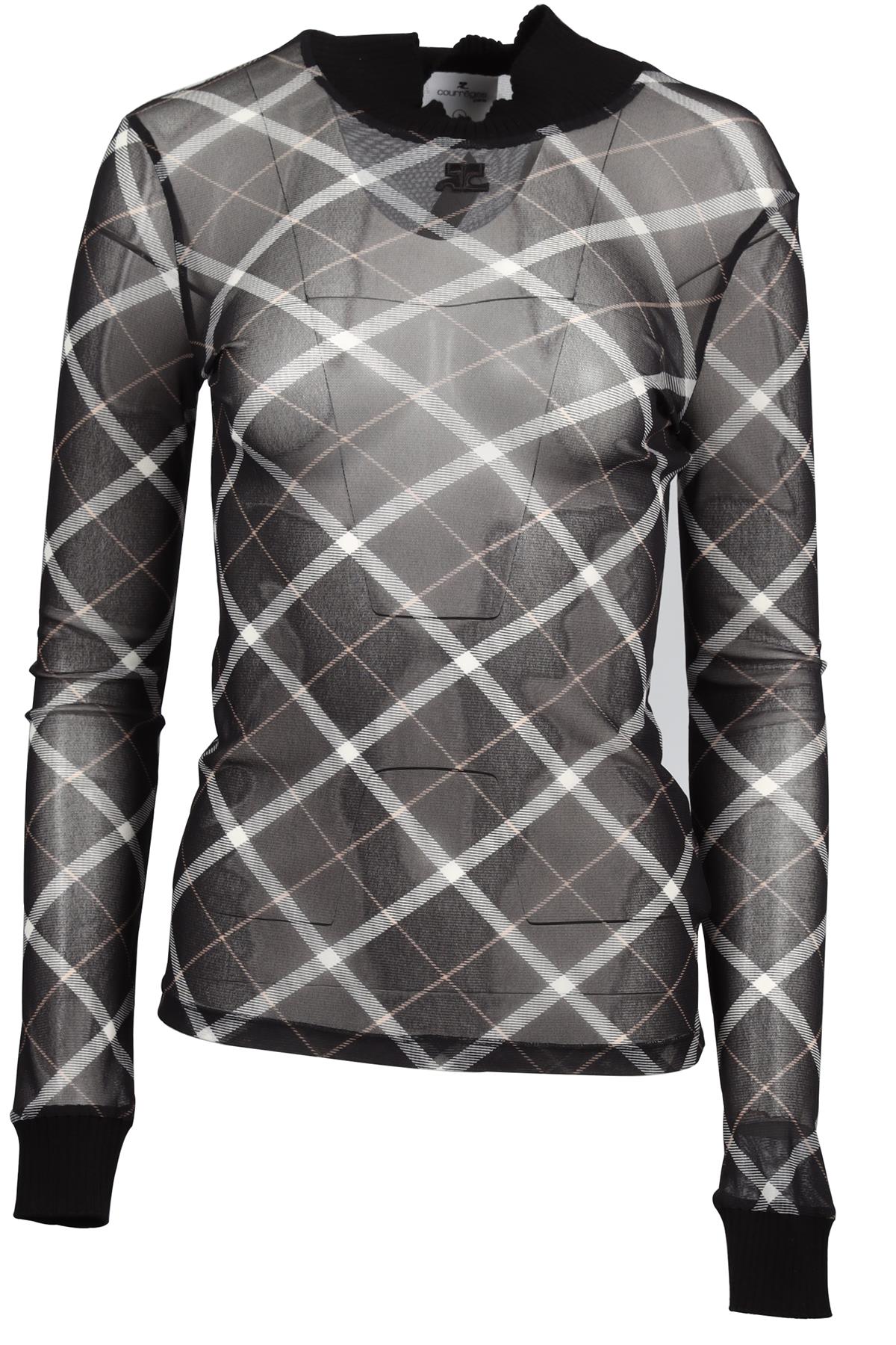 COURRÈGES BLACK MESH TURTLENECK TOP UK 12