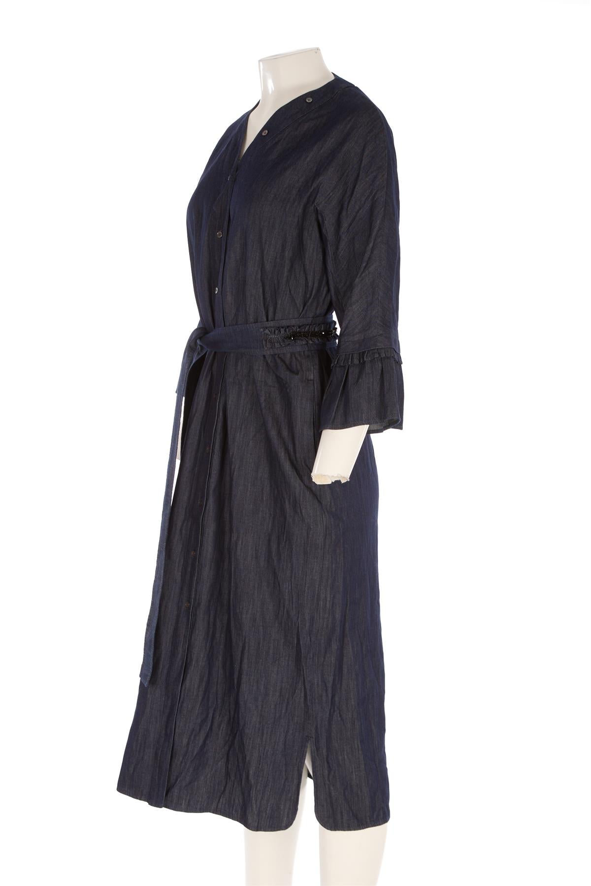 S MAX MARA NAVY CHAMBRAY MAXI DRESS IT 42 UK 10