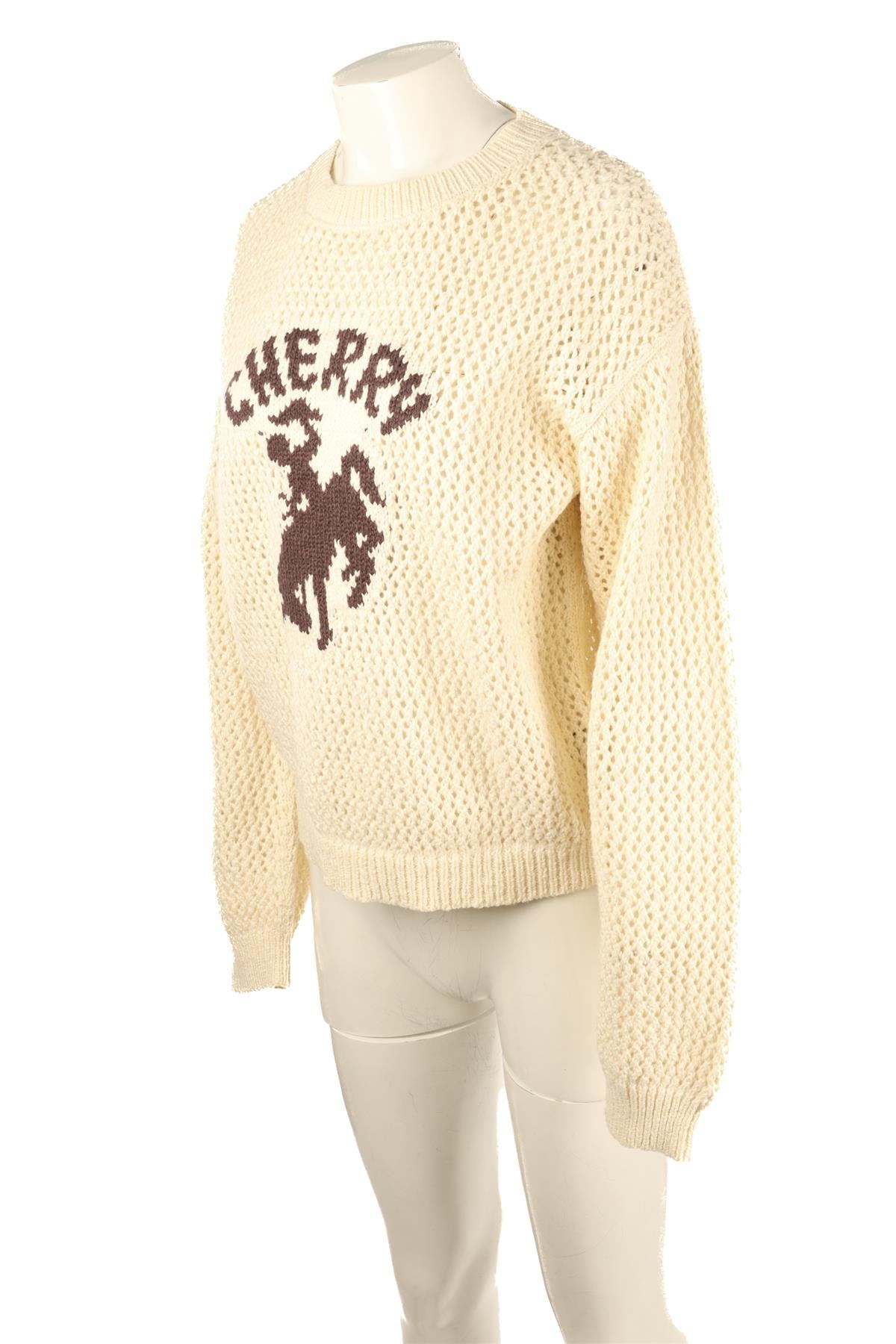 CHERRY LOS ANGELES CREAM KNIT SWEATER SMALL
