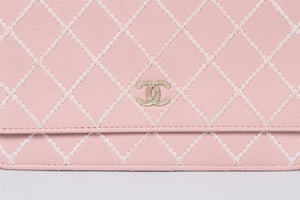 CHANEL PINK 2014 CHAIN ON WALLET QUILTED LEATHER SHOULDER BAG