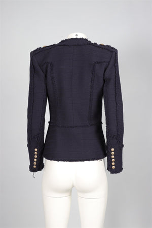 BALMAIN BLUE WOOL JACKET FR 36 UK 8