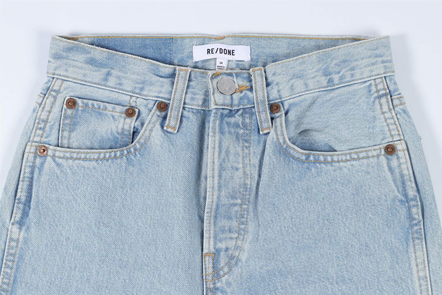 RE/DONE BLUE HIGH RISE STRAIGHT LEG JEANS W24 UK 6
