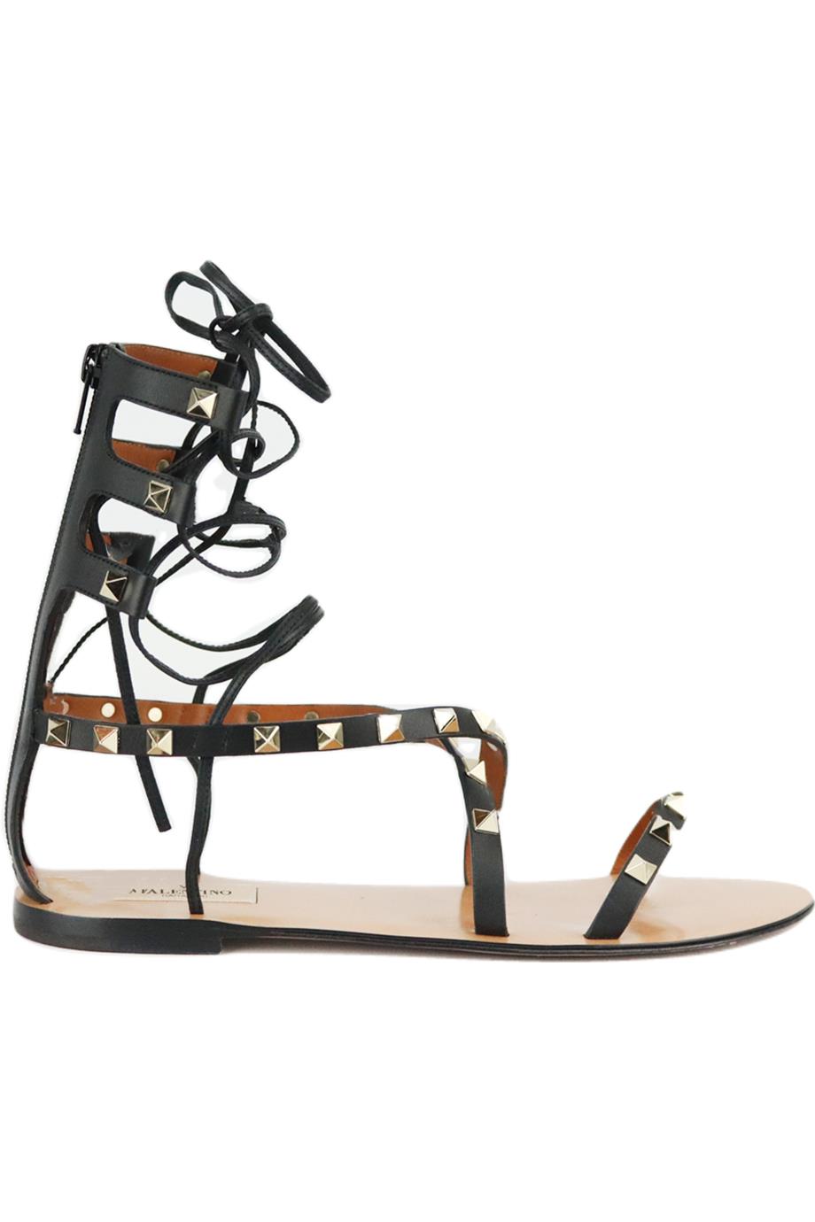 VALENTINO GARAVANI ROCKSTUD LACE UP LEATHER SANDALS EU 38 UK 5 US 8