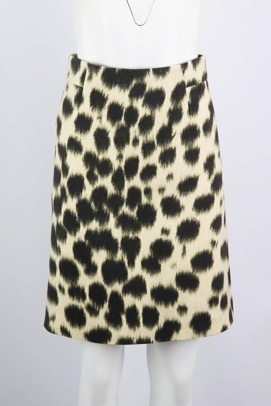 AKRIS PRINTED WOOL BLEND SKIRT US 4 UK 8