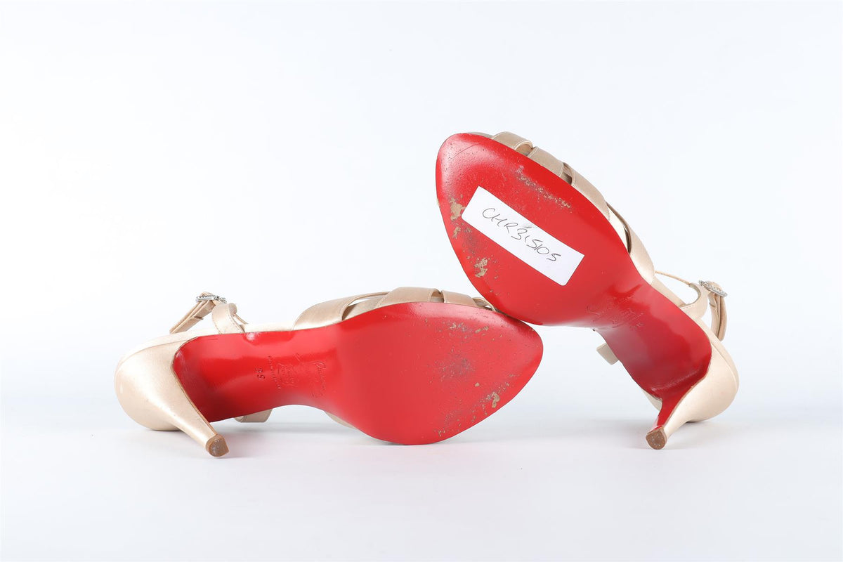 CHRISTIAN LOUBOUTIN GOLD SATIN SANDALS EU 38 UK 5 US 8