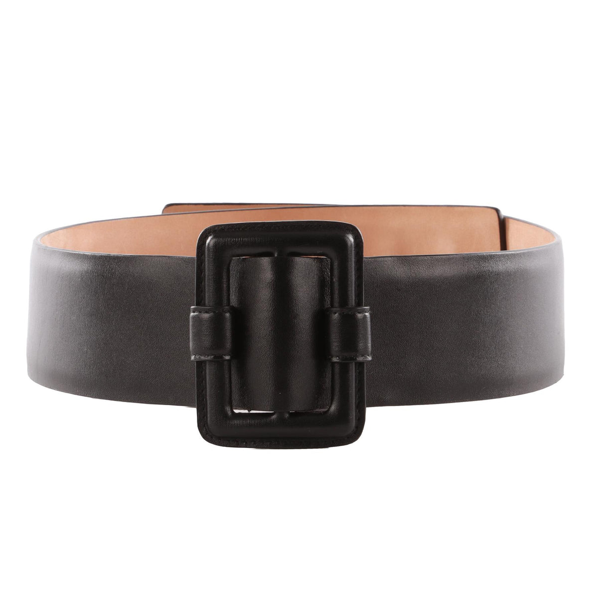 ALAÏA BLACK LEATHER WAIST BELT 70CM