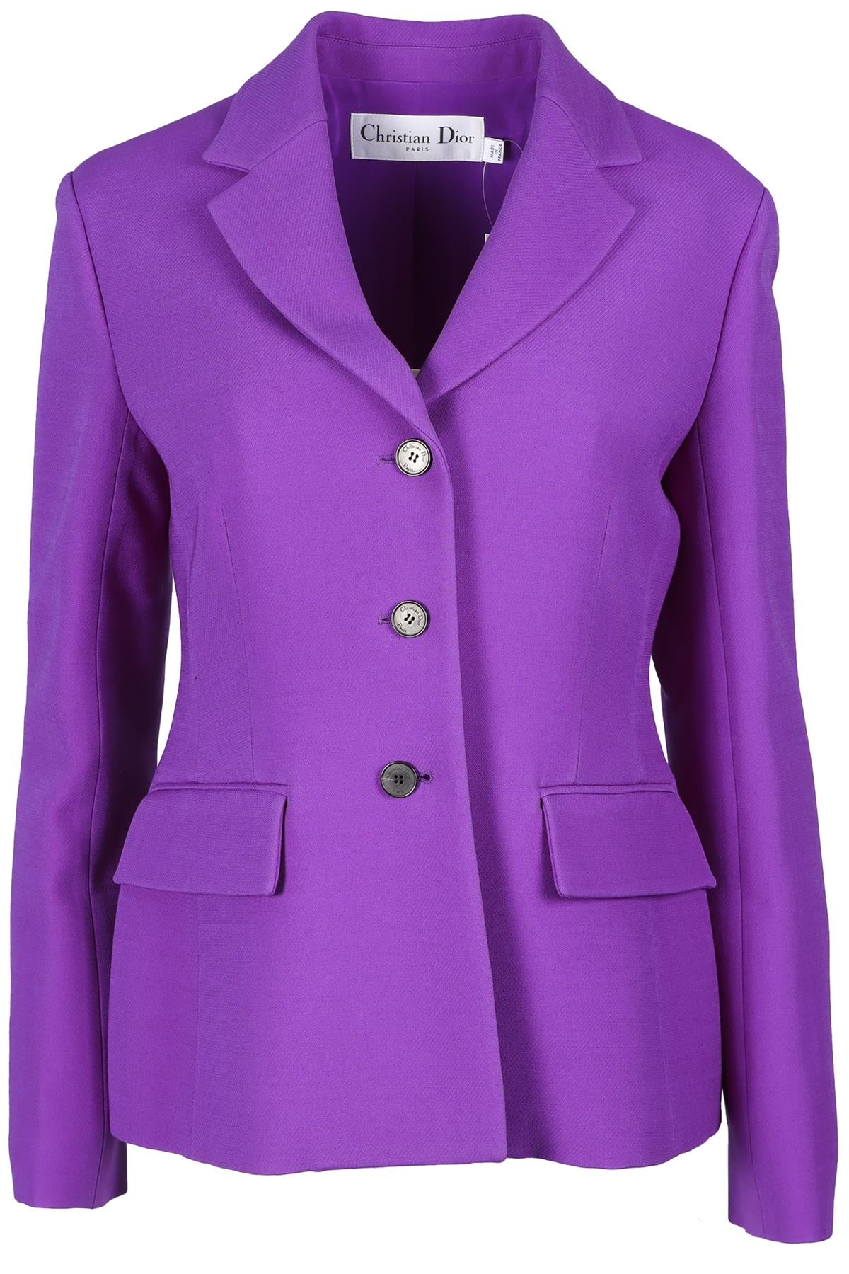CHRISTIAN DIOR PURPLE WOOL BLAZER UK 12