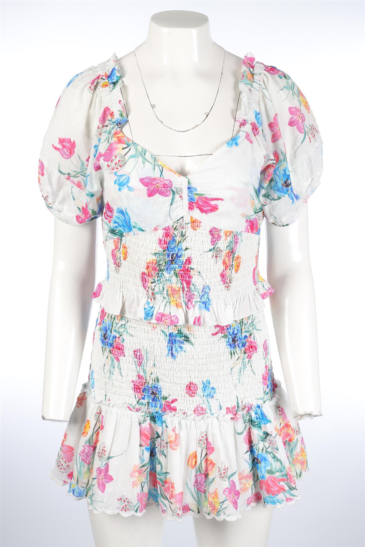 LOVESHACKFANCY MULTI COTTON MINI DRESS MEDIUM