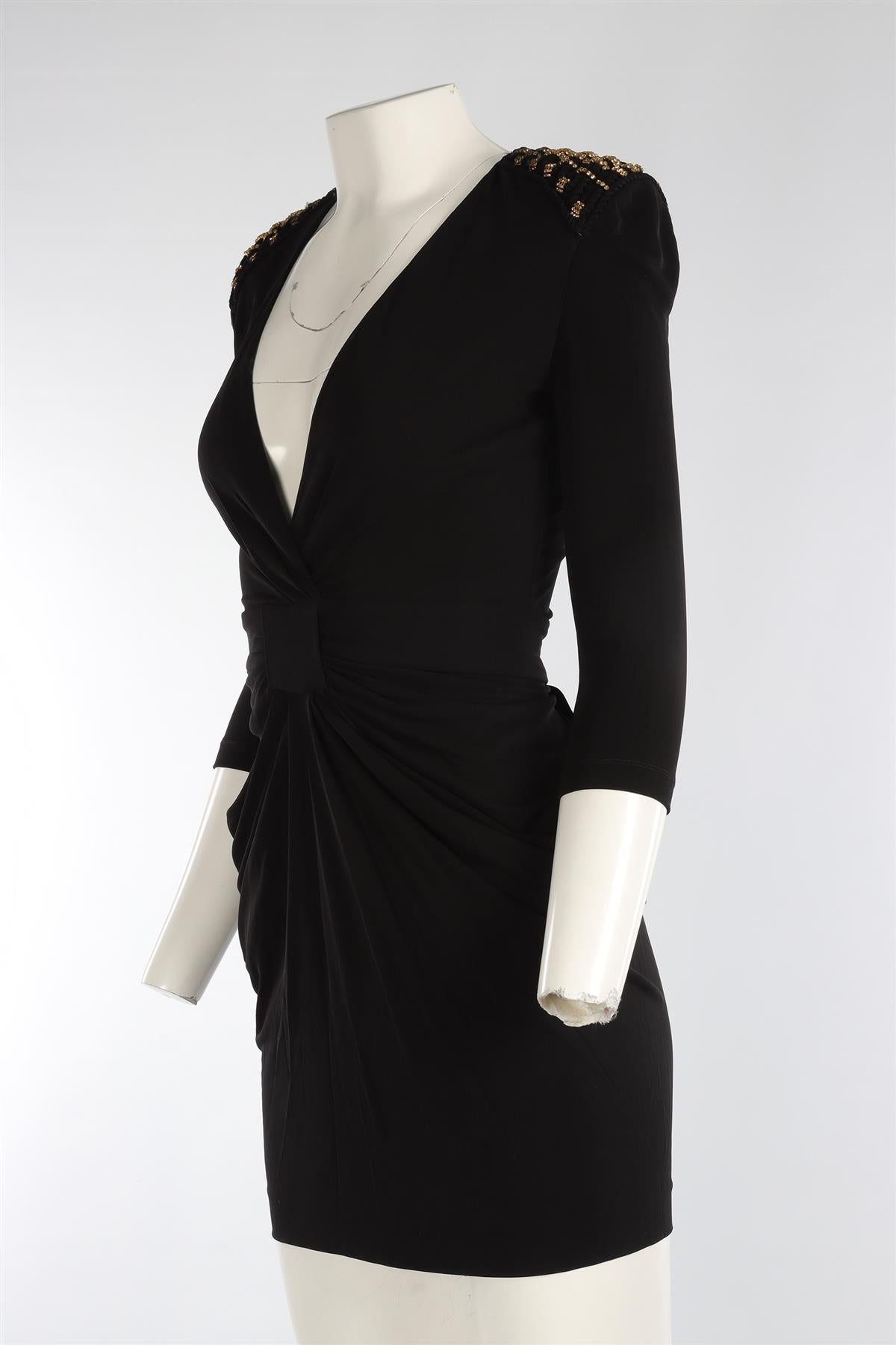 BALMAIN BLACK JERSEY MINI DRESS FR 36 UK 8