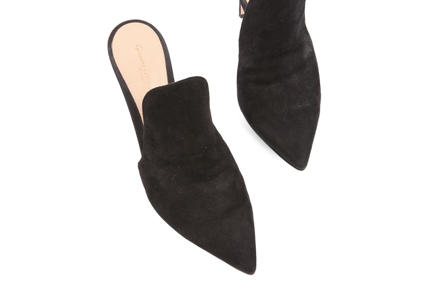 GIANVITO ROSSI BLACK SUEDE MULES EU 39 UK 6 US 9