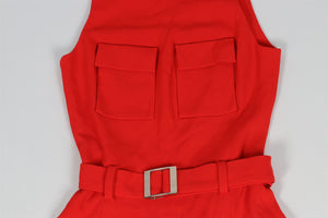 MUGLER RED CREPE PLAYSUIT FR 36 UK 8