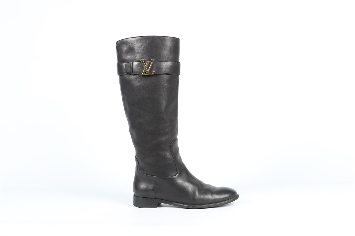 LOUIS VUITTON BLACK LEGACY LEATHER KNEE HIGH BOOTS EU 38 UK 5 US 8