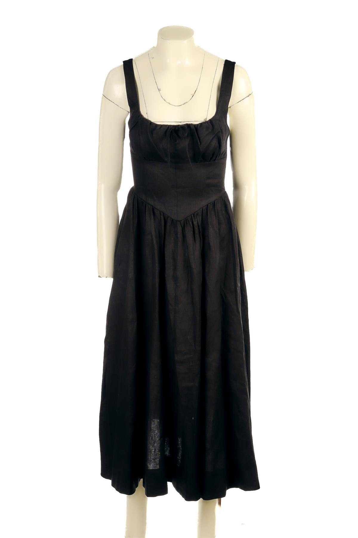 REFORMATION BLACK LINEN MAXI DRESS US 2 UK 6