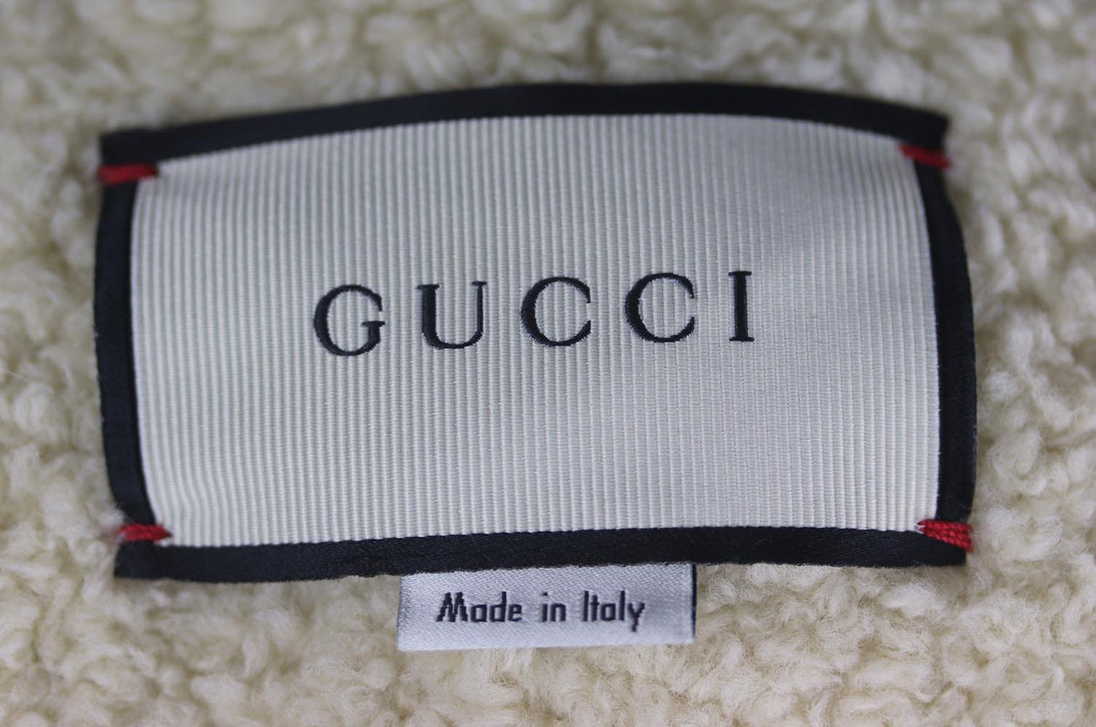 GUCCI EMBELLISHED SHEARLING LINED DENIM JACKET IT 44 UK 12