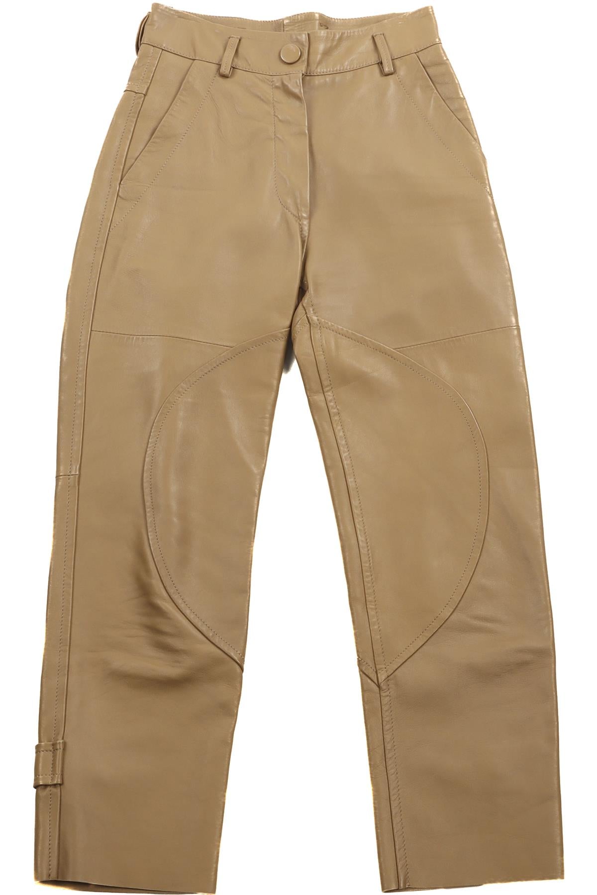 PETAR PETROV BROWN LEATHER STRAIGHT LEG PANTS FR 34 UK 6