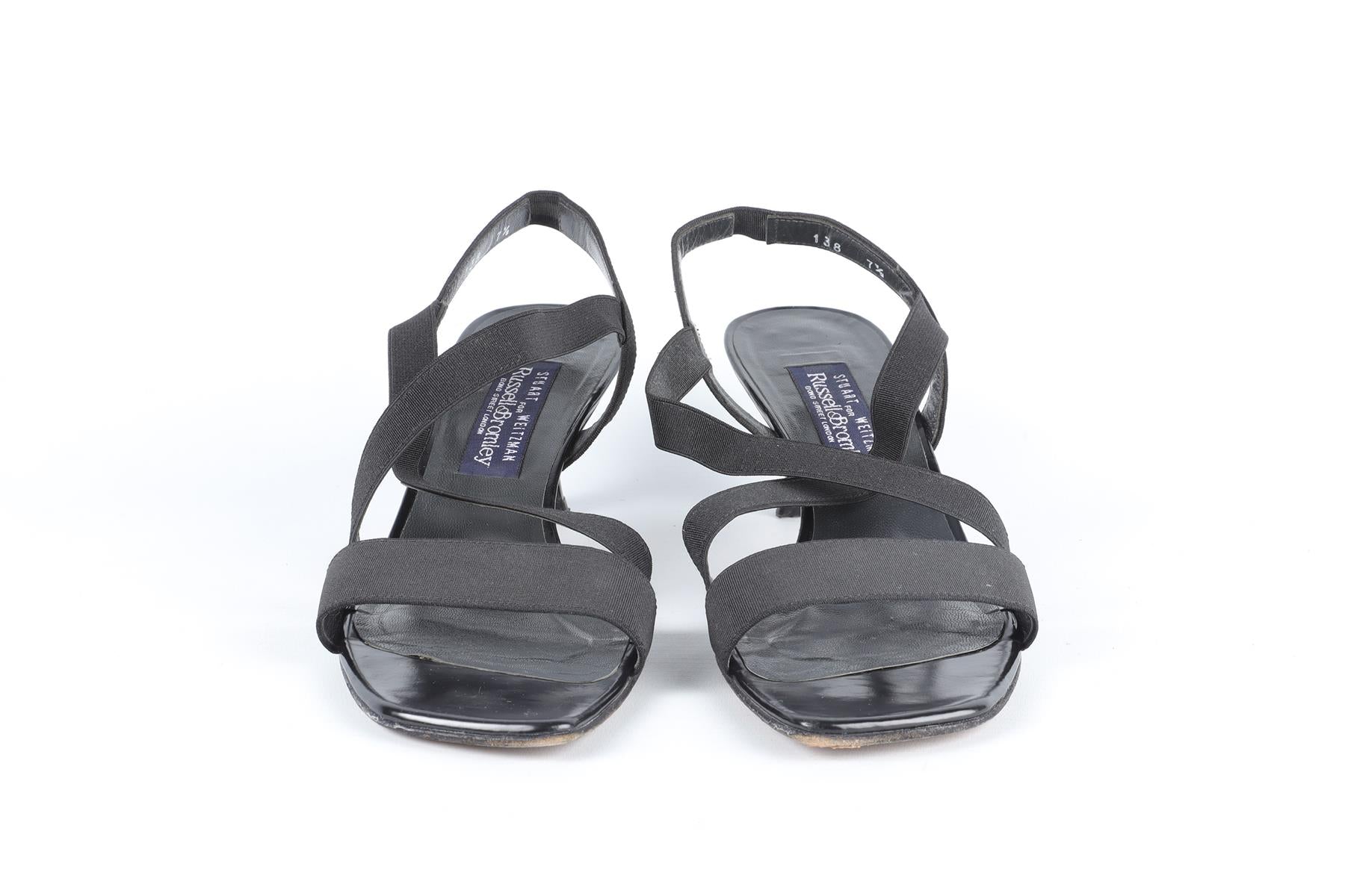 STUART WEITZMAN FOR RUSSELL & BROMLEY BLACK LEATHER SANDALS EU 37.5 UK 4.5 US 7.5