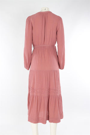 XIRENA PINK COTTON MAXI DRESS SMALL