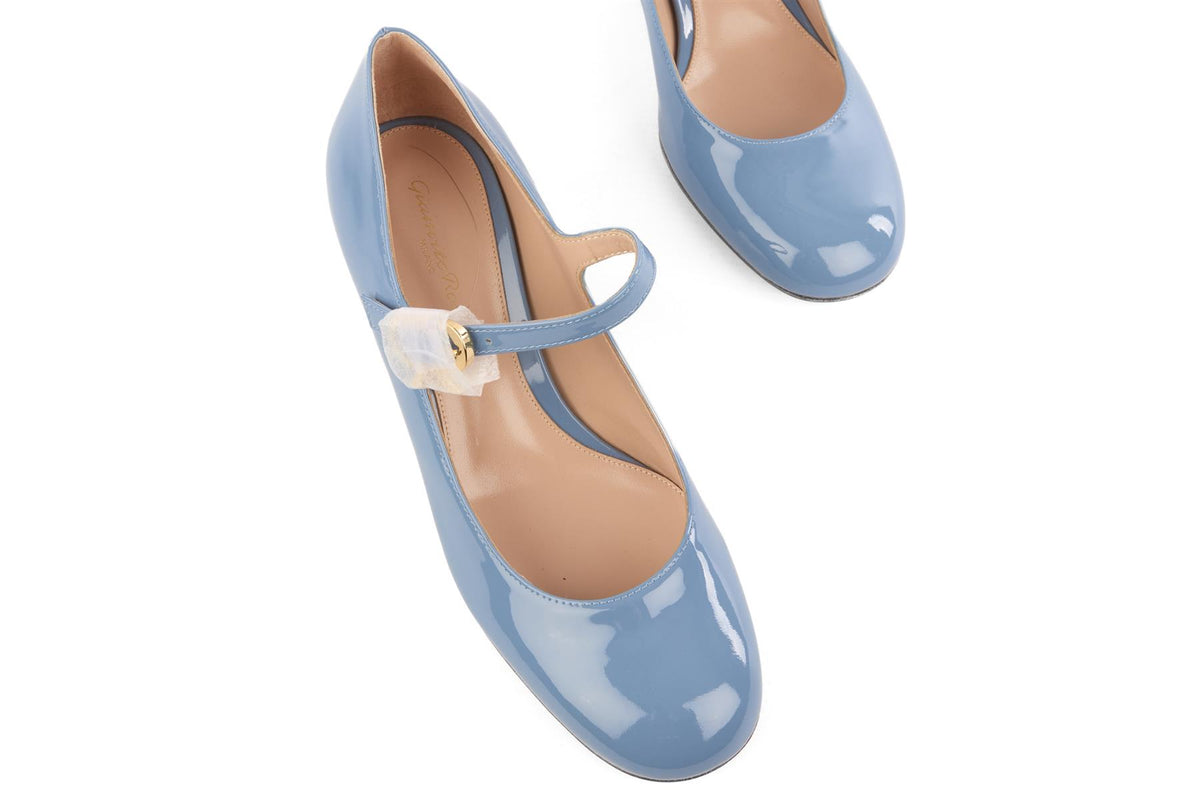 GIANVITO ROSSI BLUE PATENT LEATHER PUMPS  EU 39 UK 6 US 9