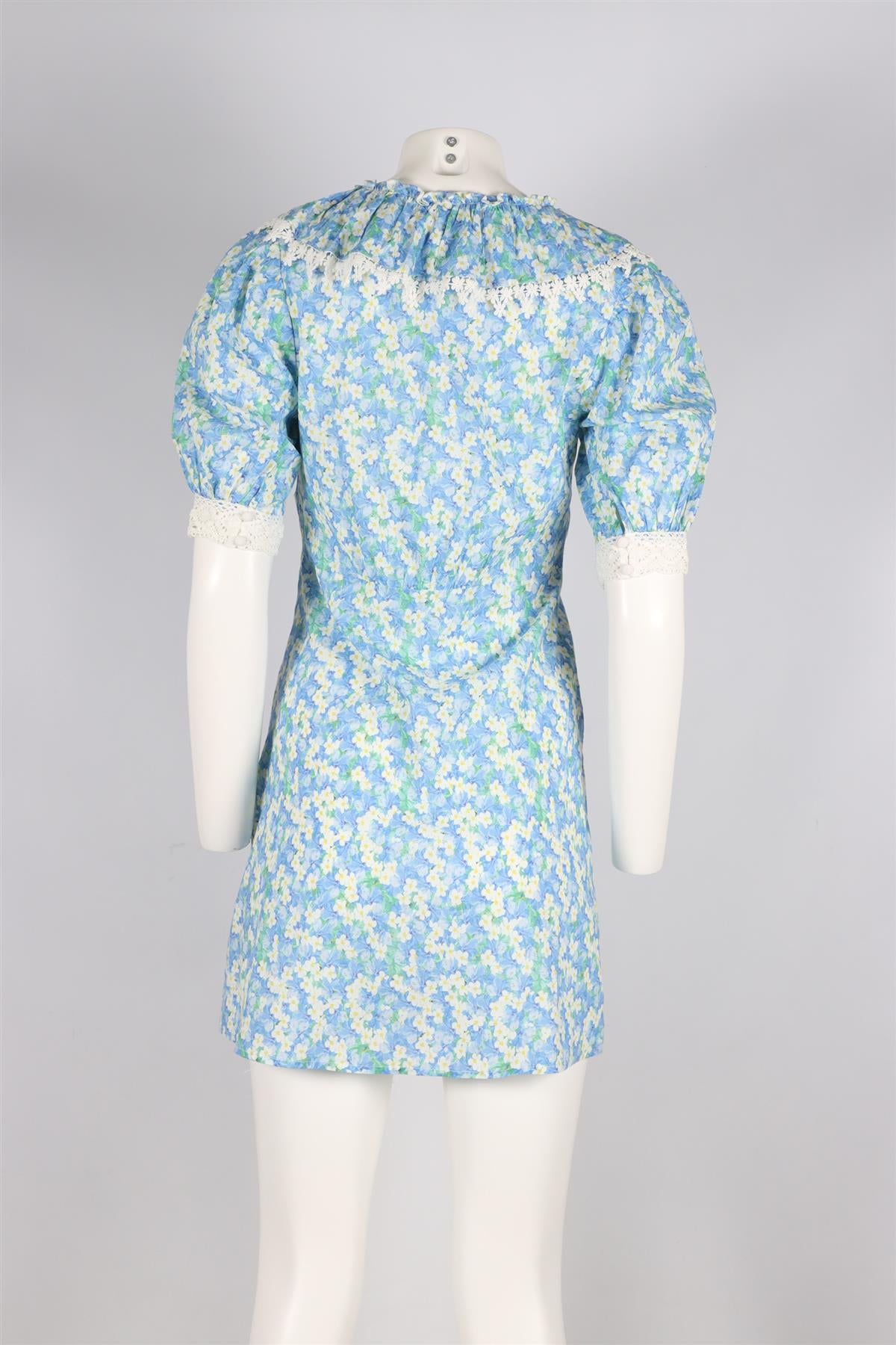 RIXO BLUE FLORAL PRINT MINI DRESS UK 10