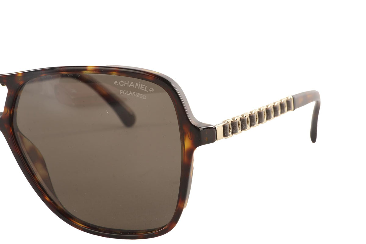 CHANEL BROWN D-FRAME ACETATE SUNGLASSES