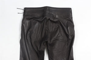 YVES SAINT LAURENT BLACK LEATHER SKINNY PANTS FR 42 UK 14