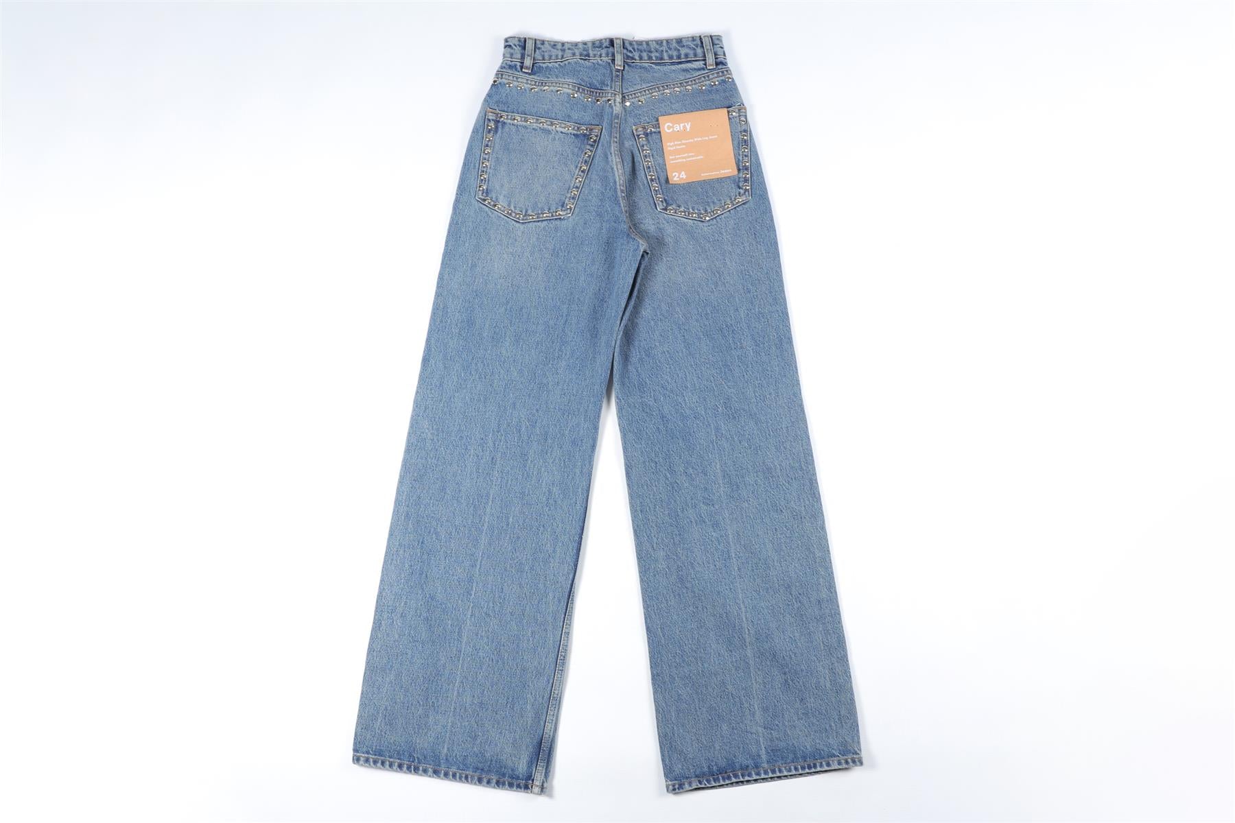 REFORMATION BLUE HIGH RISE WIDE LEG JEANS W24 UK 6