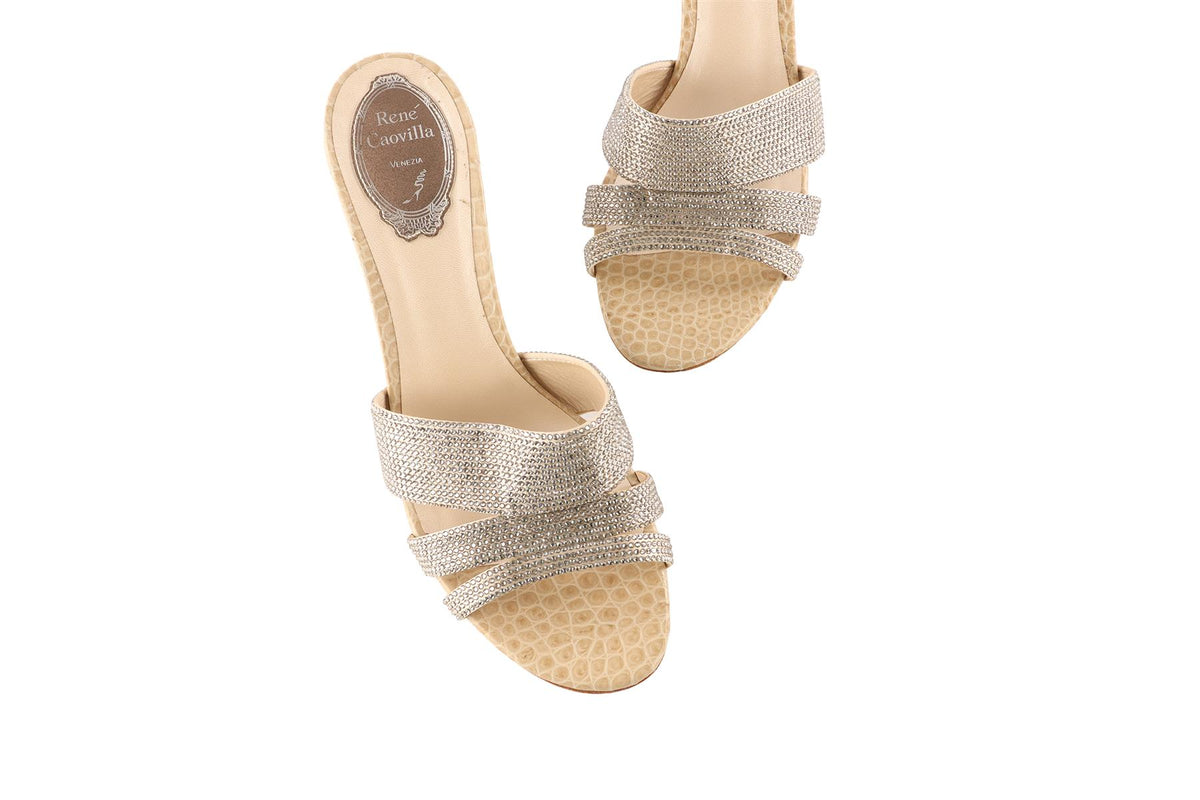 RENÉ CAOVILLA BEIGE LEATHER MULES EU 38.5 UK 5.5 US 8.5