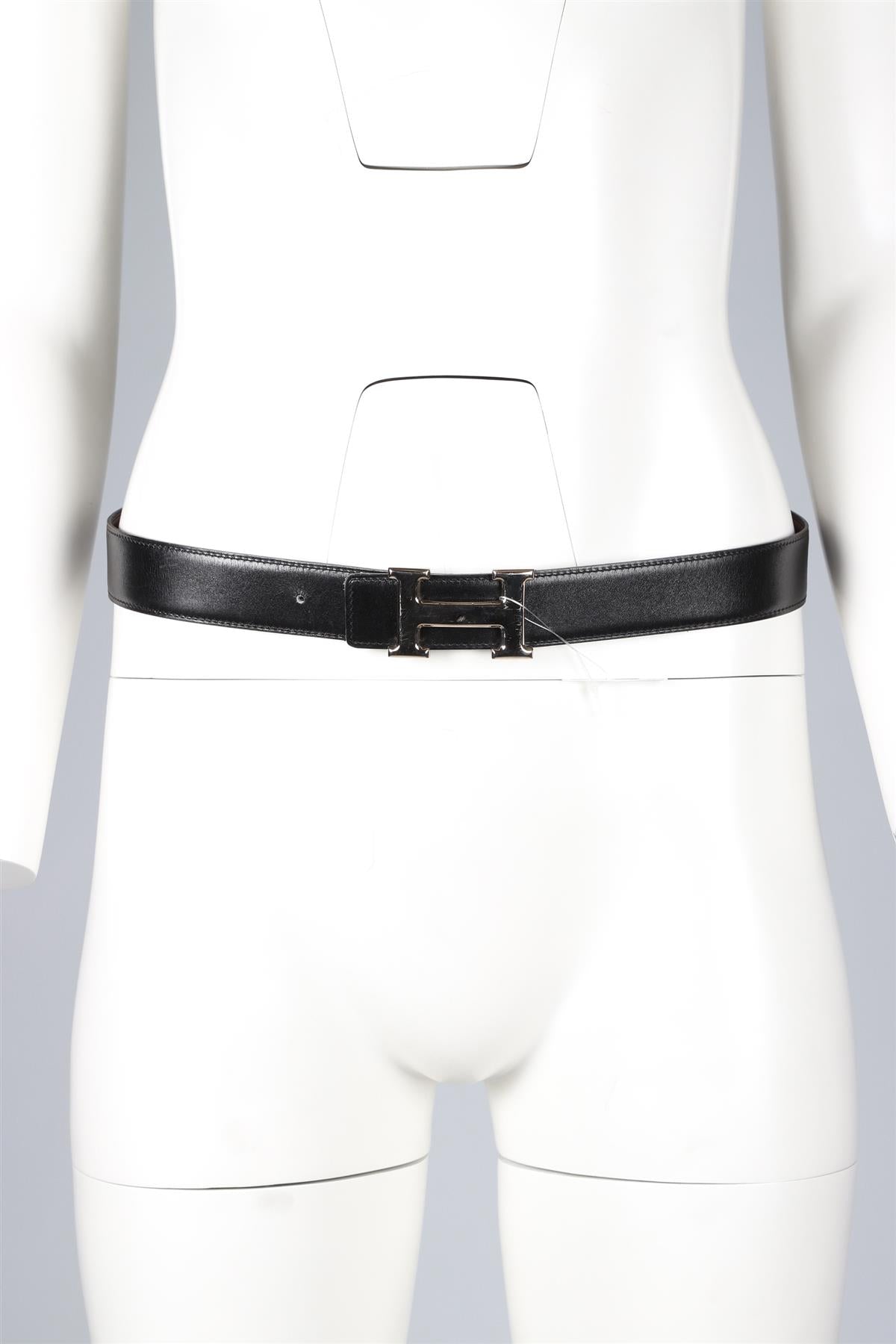 HERMÈS BLACK 2008 CONSTANCE H 32MM LEATHER WAIST BELT 80 CM