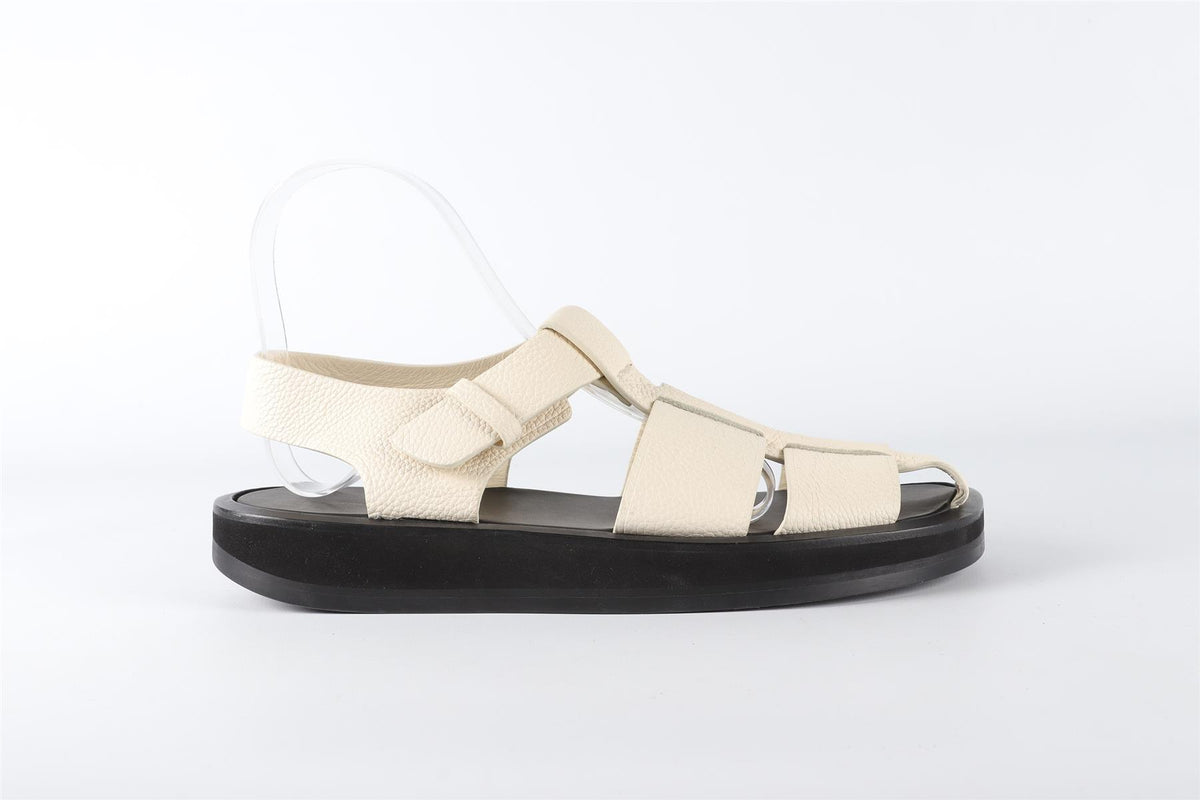 THE ROW CREAM FISHERMAN LEATHER SANDALS EU 38 UK 5 US 8
