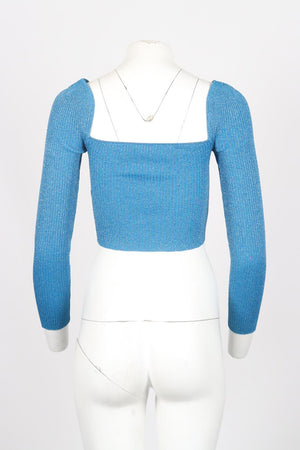 SELF-PORTRAIT CROPPED RIBBED KNIT TOP SMALL